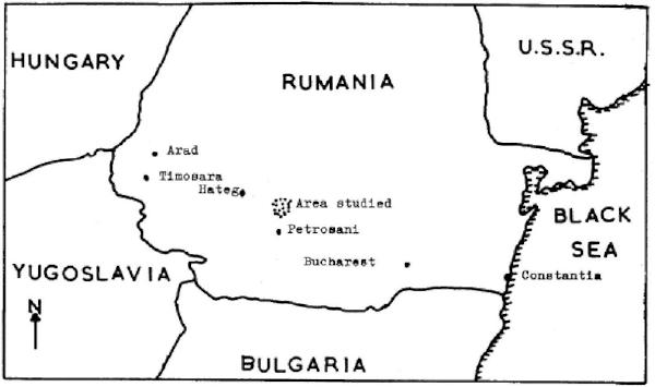 Figure 1. Sketch map showing region of Romania visited.