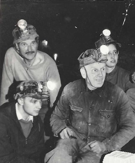 Oliver Lloyd (top left) and EK Tratman (bottom right) in Read's Cavern. © W. Franklin.